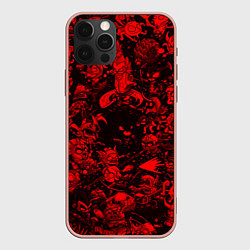 Чехол для iPhone 12 Pro Max DOTA 2 HEROES RED PATTERN ДОТА 2, цвет: 3D-светло-розовый