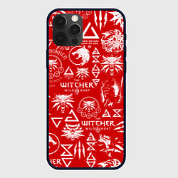 Чехол для iPhone 12 Pro Max THE WITCHER LOGOBOMBING ЛОГОТИПЫ ВЕДЬМАКА, цвет: 3D-черный