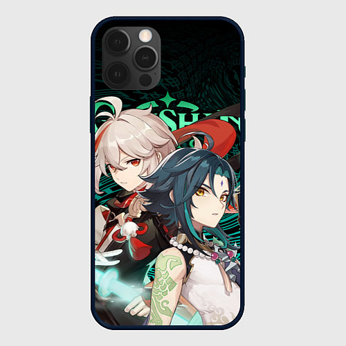 Чехол iPhone 12 Pro Max КАЗУХА И СЯО XIAO AND KAZUHA GENSHIN / 3D-Черный – фото 1