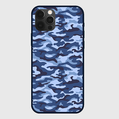 Чехол iPhone 12 Pro Max Синий Камуфляж Camouflage / 3D-Черный – фото 1