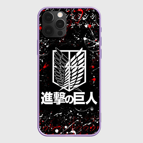 Чехол iPhone 12 Pro Max Логотип Атака Титанов Красками / 3D-Сиреневый – фото 1