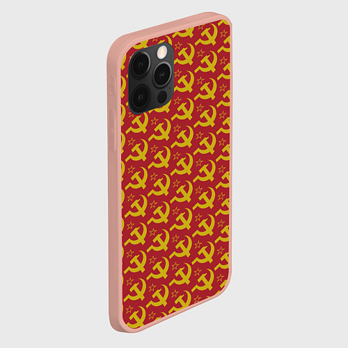 Чехол iPhone 12 Pro Max Серп и Молот Коммунизм / 3D-Светло-розовый – фото 2