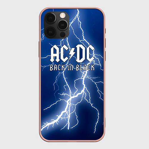 Чехол iPhone 12 Pro Max ACDC гроза с молнией / 3D-Светло-розовый – фото 1