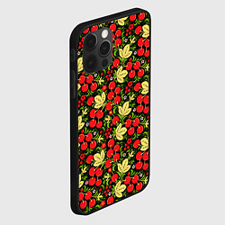 Чехол для iPhone 12 Pro Max Черешни хохлома, цвет: 3D-черный — фото 2