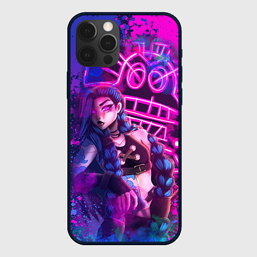 Чехол iPhone 12 Pro Max League Of Legends Arcane ДЖИНКС НЕОНОВАЯ КРАСКА / 3D-Черный – фото 1