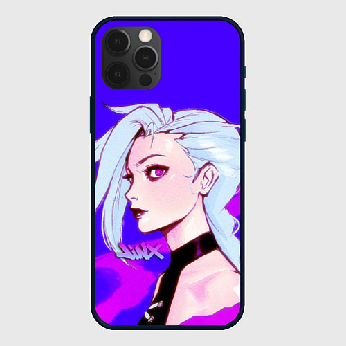 Чехол iPhone 12 Pro Max League Of Legends Jinx неон / 3D-Черный – фото 1