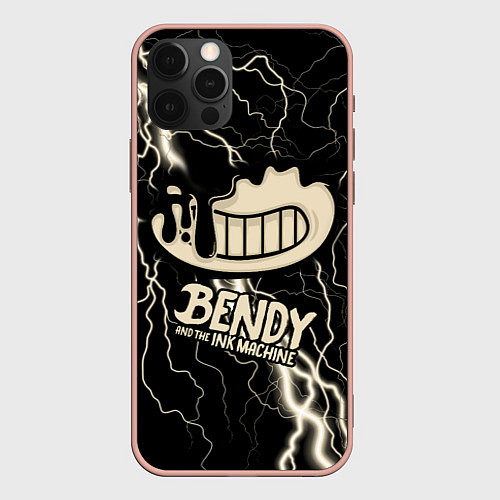 Чехол iPhone 12 Pro Max Bendy and the Ink Machine МОЛНИЯ / 3D-Светло-розовый – фото 1