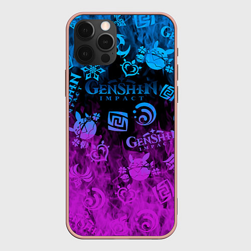 Чехол iPhone 12 Pro Max Genshin Impact - Огонь / 3D-Светло-розовый – фото 1