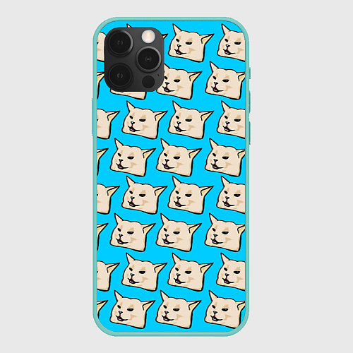 Чехол iPhone 12 Pro Max Screaming woman cat / 3D-Мятный – фото 1