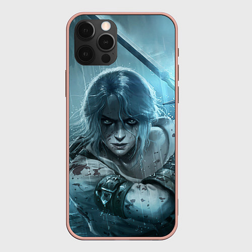 Чехол iPhone 12 Pro Max ЦИРИ, ВЕДЬМАК, THE WITCHER / 3D-Светло-розовый – фото 1