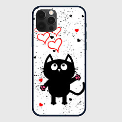 Чехол для iPhone 12 Pro Max Влюблённый котик Cat Love, цвет: 3D-черный
