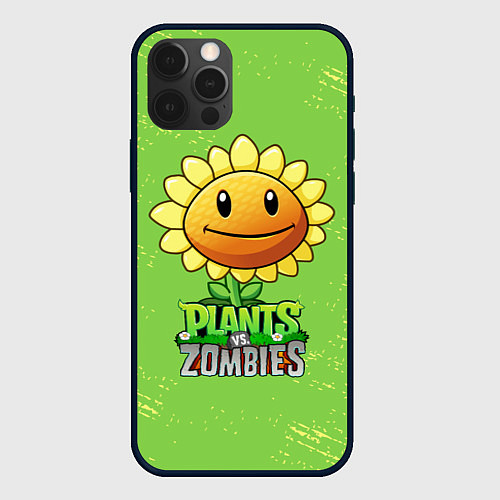 Чехол iPhone 12 Pro Max Подсолнух Plants vs Zombies / 3D-Черный – фото 1