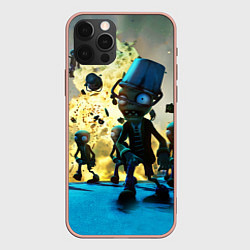 Чехол для iPhone 12 Pro Max Plants vs Zombies зомби наступают, цвет: 3D-светло-розовый