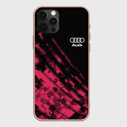 Чехол iPhone 12 Pro Max Audi Текстура / 3D-Светло-розовый – фото 1