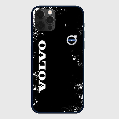 Чехол iPhone 12 Pro Max Volvo капли и брызги красок / 3D-Черный – фото 1