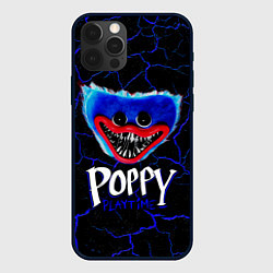 Чехол для iPhone 12 Pro Max Хагги Вагги Плейтайм Синяя Лава Трещины, цвет: 3D-черный