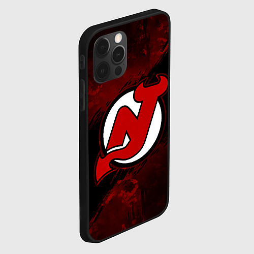 Чехол iPhone 12 Pro Max New Jersey Devils, Нью Джерси Девилз / 3D-Черный – фото 2