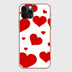 Чехол iPhone 12 Pro Max Красные сердечки Heart