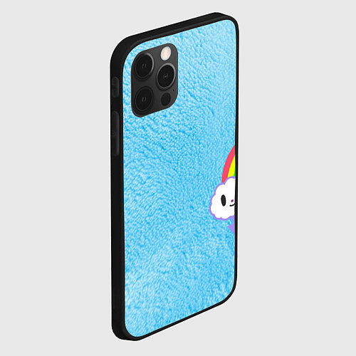 Чехол iPhone 12 Pro Max Облачко на голубом мехе с радугой парная / 3D-Черный – фото 2