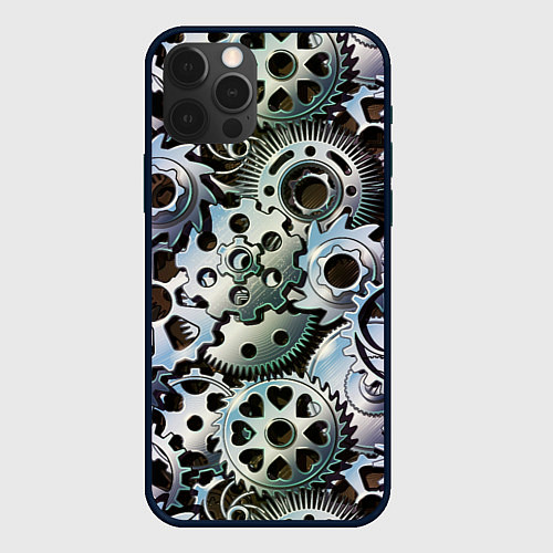 Чехол iPhone 12 Pro Max Стимпанк шестеренки Steampunk / 3D-Черный – фото 1