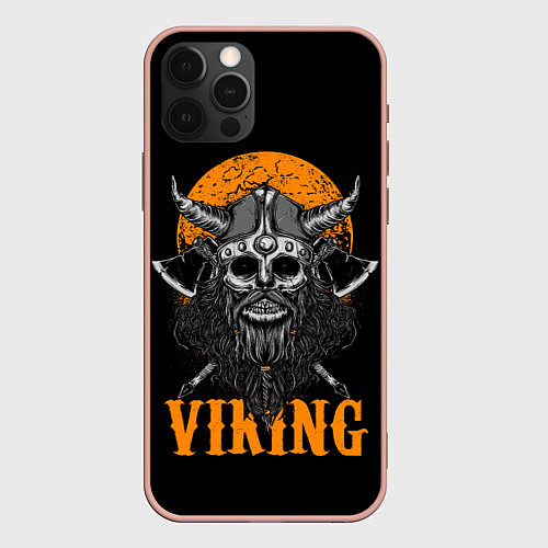 Чехол iPhone 12 Pro Max ЧЕРЕП ВИКИНГА VIKINGS SKULL / 3D-Светло-розовый – фото 1