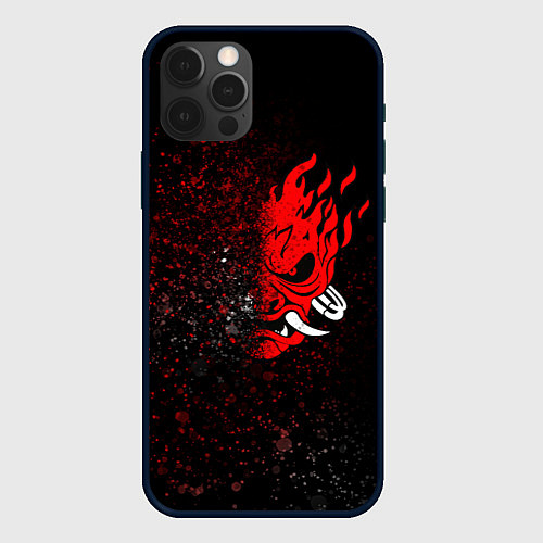 Чехол iPhone 12 Pro Max SAMURAI CYBERPUNK 2077 КИБЕРПАНК 2077 БРЫЗГИ / 3D-Черный – фото 1