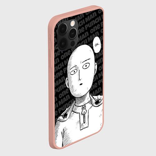 Чехол iPhone 12 Pro Max One Punch Man - Сайтама Ванпанчмен / 3D-Светло-розовый – фото 2