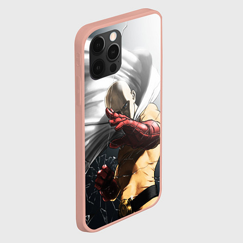 Чехол iPhone 12 Pro Max One Punch Man - Сайтама / 3D-Светло-розовый – фото 2