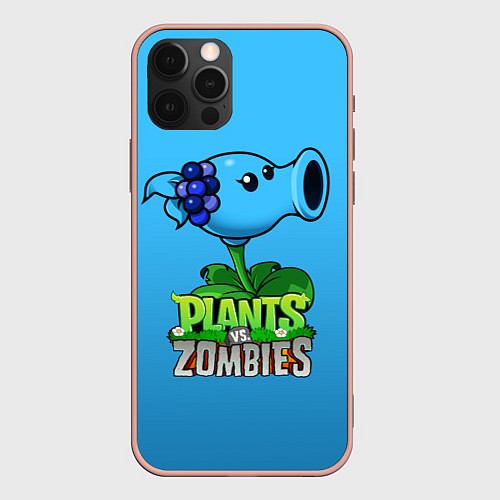 Чехол iPhone 12 Pro Max Plants vs Zombies - Морозный Горох / 3D-Светло-розовый – фото 1