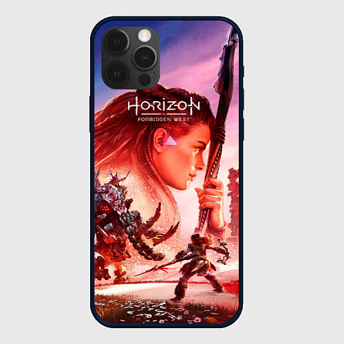 Чехол iPhone 12 Pro Max Horizon Forbidden West game poster / 3D-Черный – фото 1