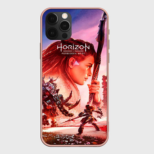Чехол iPhone 12 Pro Max Horizon Forbidden West game poster / 3D-Светло-розовый – фото 1