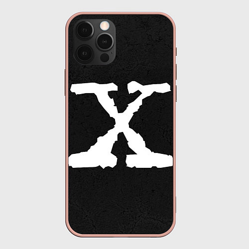 Чехол iPhone 12 Pro Max X files logo на чёрном / 3D-Светло-розовый – фото 1