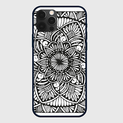 Чехол iPhone 12 Pro Max Мандала 2028-1 / 3D-Черный – фото 1