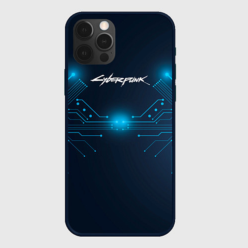 Чехол iPhone 12 Pro Max Cyberpunk Неоновая микросхема / 3D-Черный – фото 1