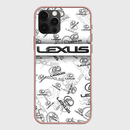 Чехол iPhone 12 Pro Max LEXUS BIG EMBLEMA PATTERN / 3D-Светло-розовый – фото 1