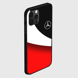 Чехол для iPhone 12 Pro Max MERCEDES BENZ КАРБОН И КРАСНАЯ ВОЛНА, цвет: 3D-черный — фото 2