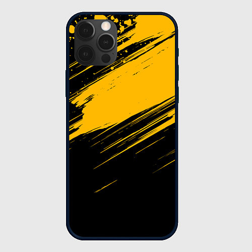 Чехол iPhone 12 Pro Max Black and yellow grunge / 3D-Черный – фото 1