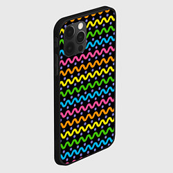 Чехол для iPhone 12 Pro Max Разноцветные волнистые линии, цвет: 3D-черный — фото 2