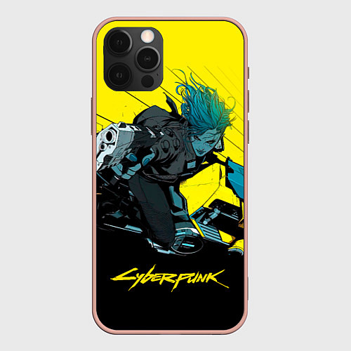 Чехол iPhone 12 Pro Max Vi Ви на мотоцикле cyberpunk 2077 / 3D-Светло-розовый – фото 1