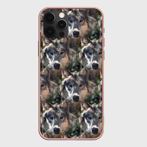 Чехол iPhone 12 Pro Max Волки клипарт wolfs / 3D-Светло-розовый – фото 1