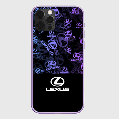 Чехол iPhone 12 Pro Max LEXUS LOGO NEON PATTERN / 3D-Сиреневый – фото 1