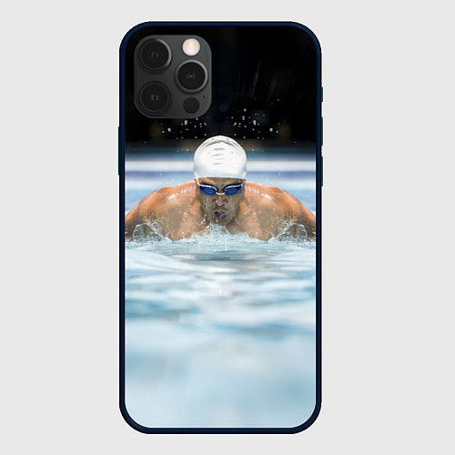 Чехол iPhone 12 Pro Max Плавание Пловец / 3D-Черный – фото 1
