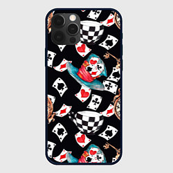 Чехол для iPhone 12 Pro Max Алиса в стране чудес - карты, цвет: 3D-черный