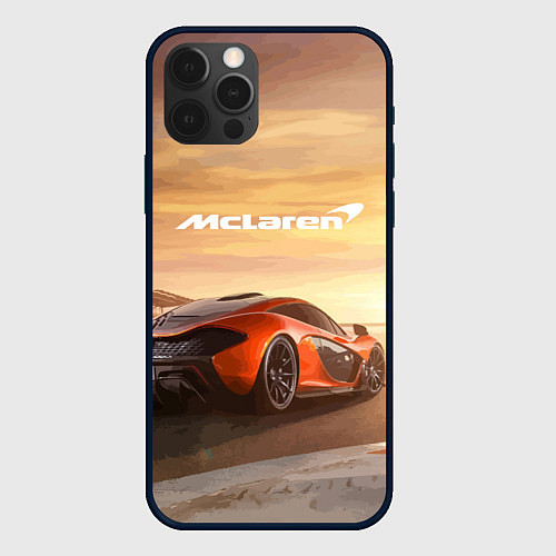 Чехол iPhone 12 Pro Max McLaren - легендарная гоночная команда! / 3D-Черный – фото 1