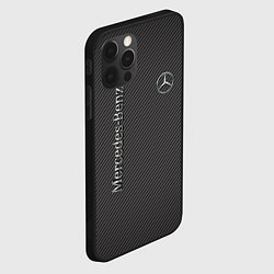 Чехол для iPhone 12 Pro Max Mercedes карбоновые полосы, цвет: 3D-черный — фото 2