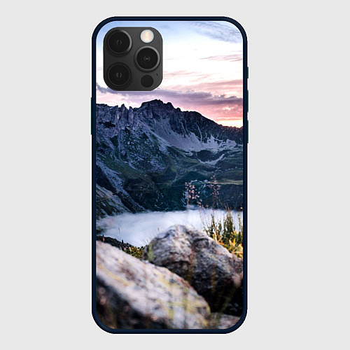 Чехол iPhone 12 Pro Max Горы на закате / 3D-Черный – фото 1