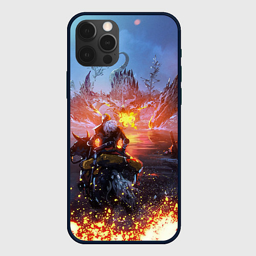 Чехол iPhone 12 Pro Max ELDEN RING БИТВА С ДРАКОНОМ / 3D-Черный – фото 1