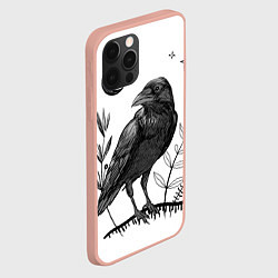 Чехол для iPhone 12 Pro Max Ворон скетч, цвет: 3D-светло-розовый — фото 2