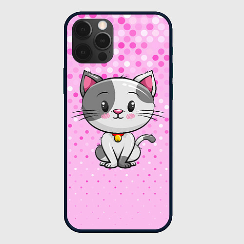 Чехол iPhone 12 Pro Max Котик с серым пятном / 3D-Черный – фото 1