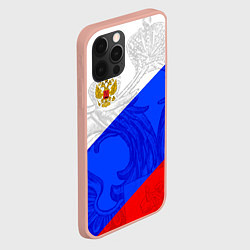 Чехол для iPhone 12 Pro Max Российский герб: триколор, цвет: 3D-светло-розовый — фото 2